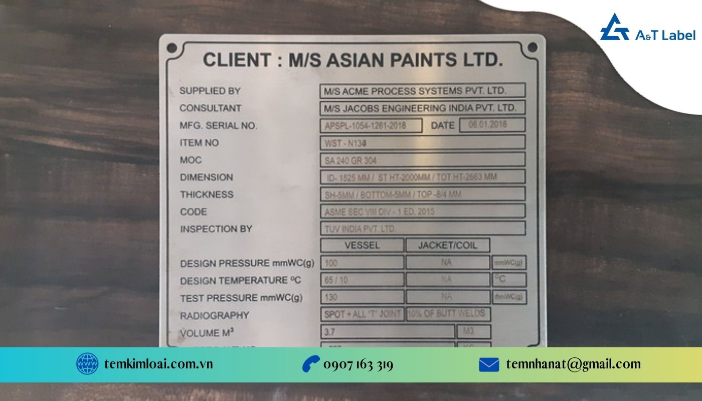 Tem thương hiệu nhà sản xuất thiết bị